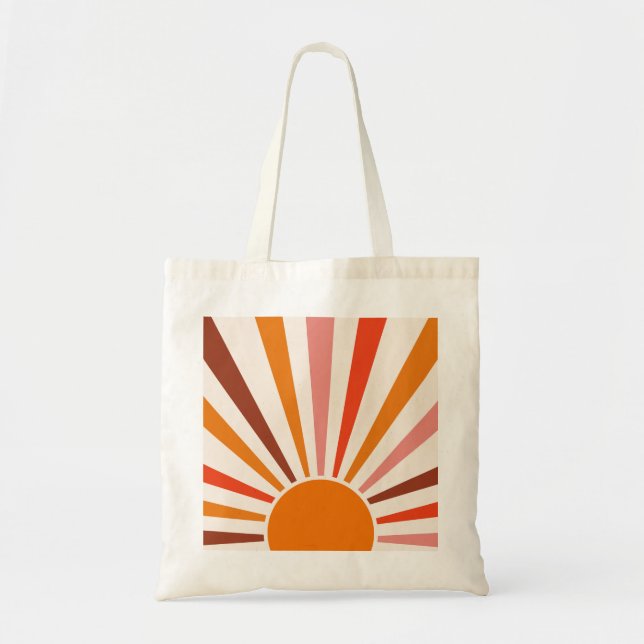 Bolso De Tela Retro Sun Rays Naranja de la puesta de sol rojo am (Frente)