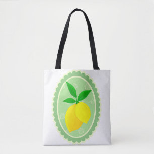 Bolso De Tela Retro Sunny Lemon Amarillo Primavera Verde Blanco