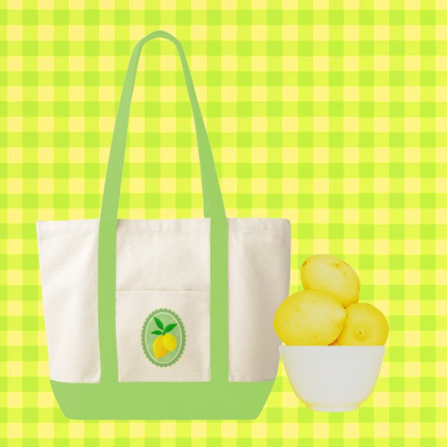 Bolso De Tela Retro Sunny Lemon Yellow Spring Green (Shopping at the farmers market?)