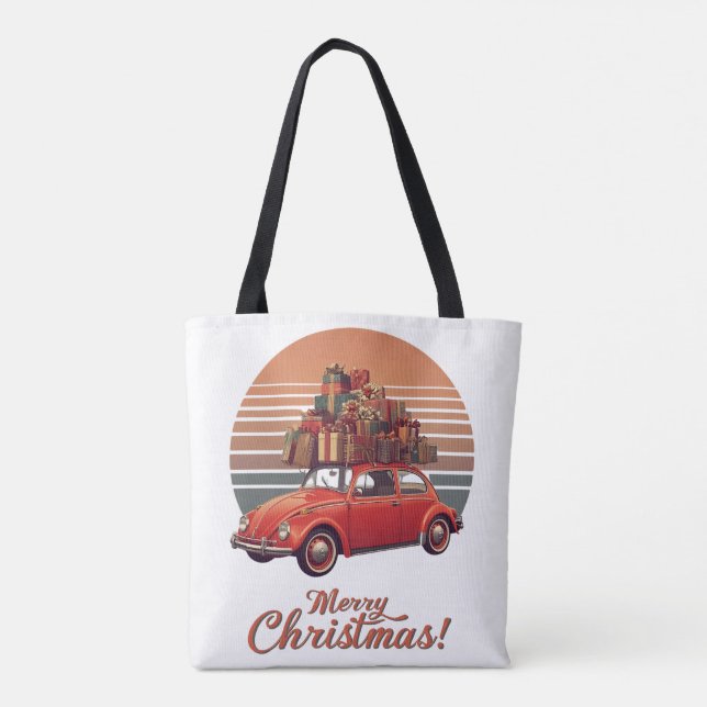 Bolso De Tela Retro Sunset Christmas (Reverso)