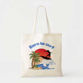 Bolso De Tela Retro surfista de puesta de sol Nacido para surfea