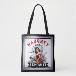 Bolso De Tela Retro Traviesa y lo sé Pin-up de Navidad