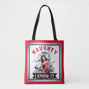 Bolso De Tela Retro Traviesa y lo sé Pin-up de Navidad