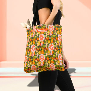 Bolso De Tela Retro Tropical Citrus Pickleball Brillante Ducha