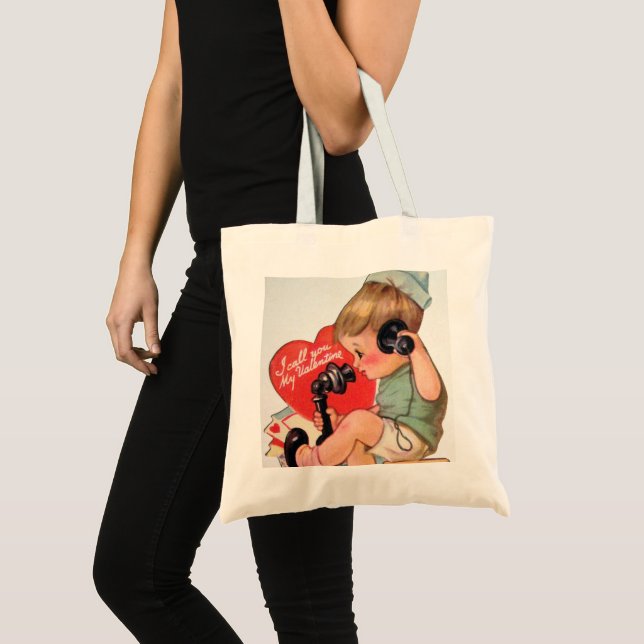 Bolso De Tela retro vintage Valentine boy (Anverso (producto))
