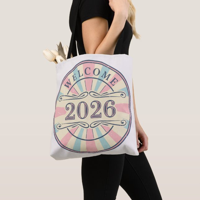 Bolso De Tela Retro Welcome 2026 New Year Tote Bag (Detalle)