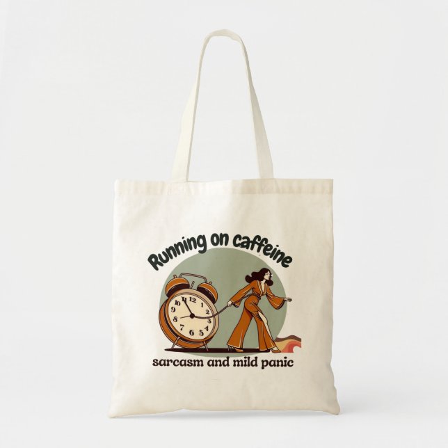 Bolso De Tela Retro Woman with Caffeine and Sarcasm (Frente)