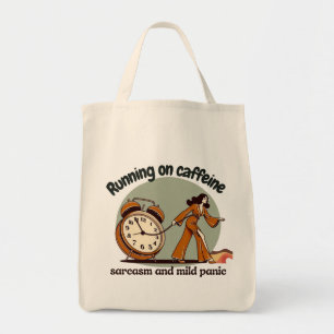 Bolso De Tela Retro Woman with Caffeine and Sarcasm