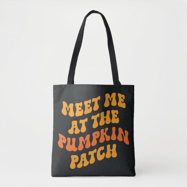 Bolso De Tela Reúnete conmigo en el parche de calabaza (Anverso)