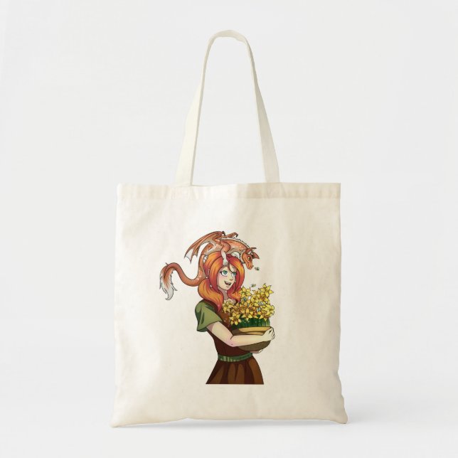 Bolso De Tela Reuniendo flores con un dragón (Frente)