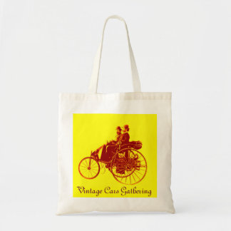 Bolso De Tela REUNIÓN DE AUTOS ViNTAGE , marrón amarillo