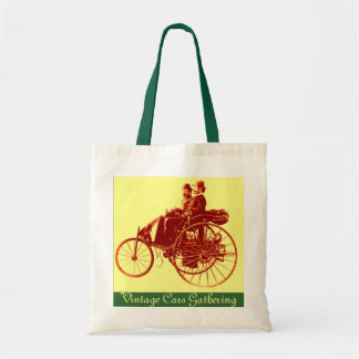 Bolso De Tela Reunión de coches de época, verde amarillo marrón