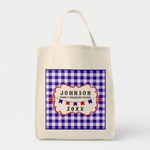 Bolso De Tela Reunión de familia picnic Blue Checker ・ Barbaco