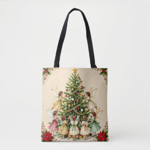 Bolso De Tela Reunión de hadas de Navidad Victoriana