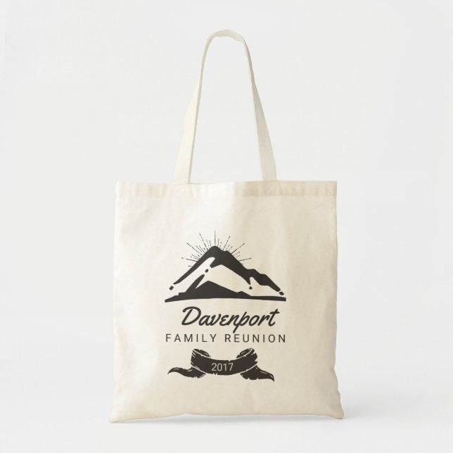 Bolso De Tela Reunión de la familia Rustic Mountain Ilustracion (Frente)
