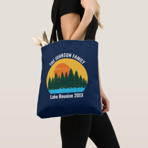 Bolso De Tela Reunión familiar de lago Cute Sunset personalizado