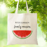 Bolso De Tela Reunión familiar Keepsake Watermelon<br><div class="desc">Esta Bolsa de la Reunión Familiar está decorada con una sandía de color rojo. Personalizable fácil. Utilice la Herramienta de diseño para cambiar el tamaño, estilo o color del texto. A medida que creamos nuestra obra de arte no encontrarás esta imagen exacta de otros diseñadores. Acuarela original © Michele Davies....</div>