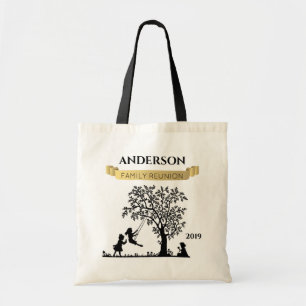Bolso De Tela Reunión Familiar Personalizada Elegante en Negro y