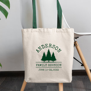 Bolso De Tela Reunión familiar Rústica Pine Trees verde