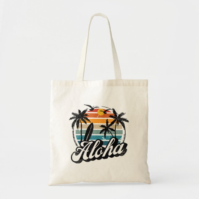 Bolso De Tela Reunión Vacay Retro de Surf Aloha Hawaii (Frente)