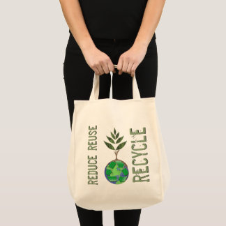 Bolso De Tela Reutilizar Reducir el Glóbulo de la Tierra del Árb