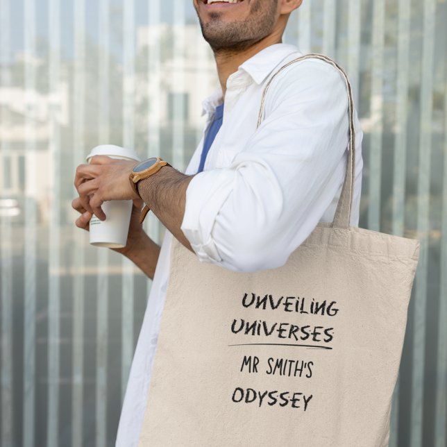 Bolso De Tela Revelando Universos Profesor de Física Personaliza (Shop now and embark on your educational odyssey with flair!)