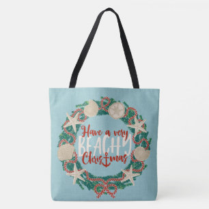 Bolso De Tela Reversibles conchas marinas tropicales costeras de