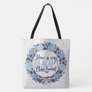 Bolso De Tela Reversibles conchas marinas tropicales costeras de