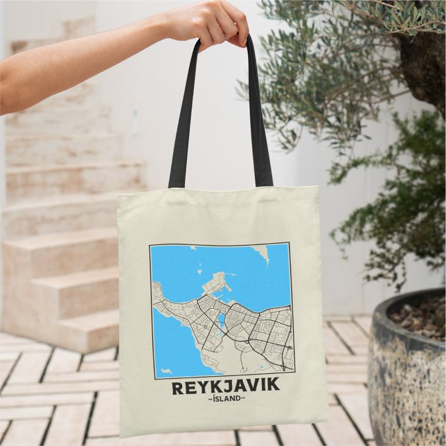Bolso De Tela Reykjavik, Iceland City Map Tote Bag (Subido por el creador)