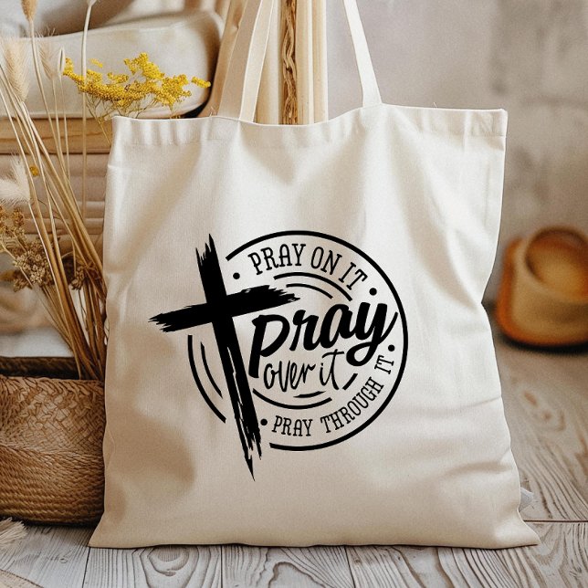 Bolso De Tela Reza contra la biblia cristiana (Express your faith with style and confidence with our meaningful religious design tote bag.)