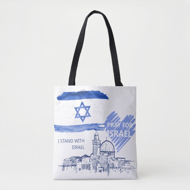Bolso De Tela Rezo por Israel, estoy con Israel. Paz Mundial (Anverso)