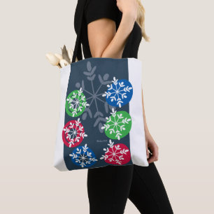 Bolso De Tela RGB Snowflakes on Gray