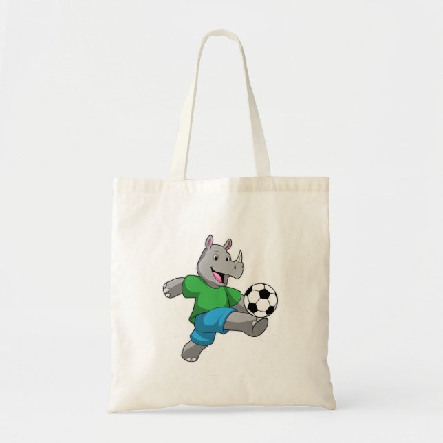 Bolso De Tela Rhino como jugador de fútbol con fútbol (Frente)