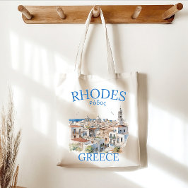 Bolso De Tela Rhodes Greece Watercolor – Greek Island Souvenir