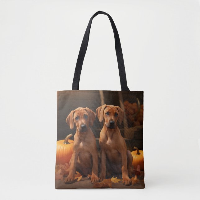 Bolso De Tela Rhodesia Ridgeback Puppy Calabaza deslumbrante de  (Anverso)