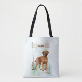 Bolso De Tela Rhodesian Ridgeback Acuarela Perro Personalizado