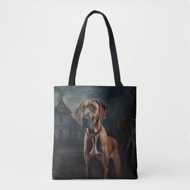 Bolso De Tela Rhodesian Ridgeback Halloween Scary (Anverso)