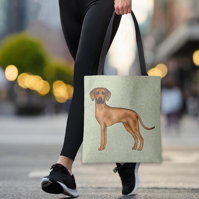 Bolso De Tela Rhodesian Ridgeback Marrón León Perro Dibujo Anima (Please note: This image is a digital mockup. The product may not be in scale.)