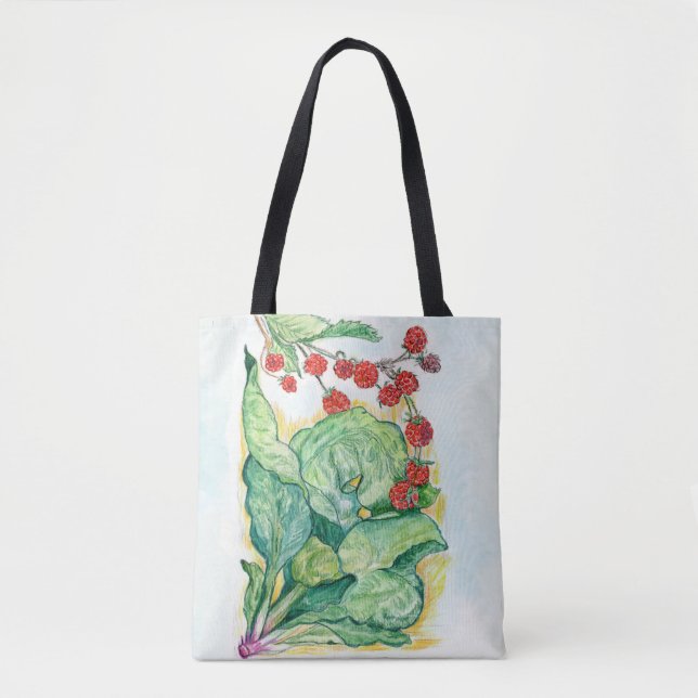 Bolso De Tela Rhubarb y Raspberries Tote Bag (Anverso)