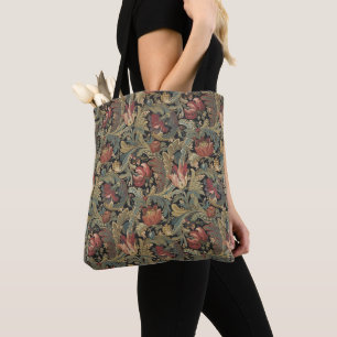 Bolso De Tela Rica Tapicería de Brocado Floral Antiguo Victorian