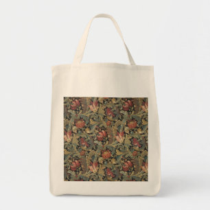 Bolso De Tela Rica Tapicería de Brocado Floral Antiguo Victorian