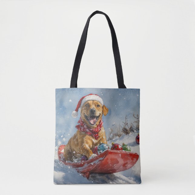 Bolso De Tela Ridgeback Perro Rhodés en Navidades sedantes (Anverso)