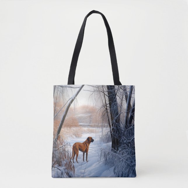 Bolso De Tela Ridgeback ruso deja que nieve Navidades (Anverso)