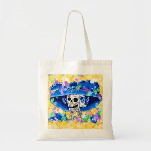 Bolso De Tela Ríe mujer esqueleto en bonnet azul