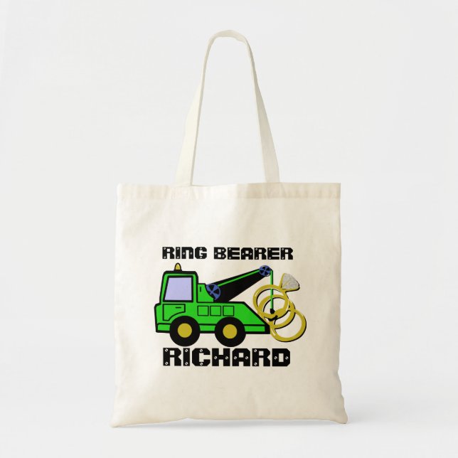 Bolso De Tela Ring Bearer Tow Truck Green (Frente)