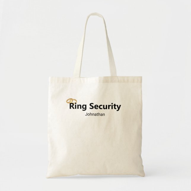 Bolso De Tela Ring Security Gold Boda Rings Ringbearer's Name (Frente)