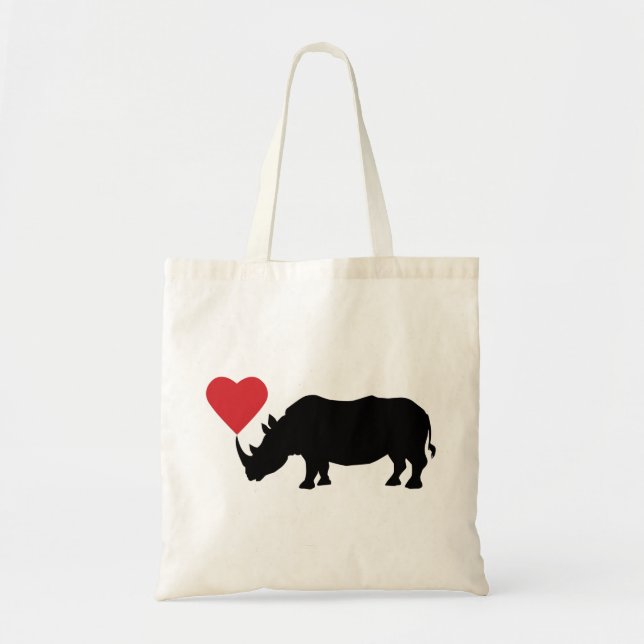 Bolso De Tela Rinoceronte negro con corazón (Frente)