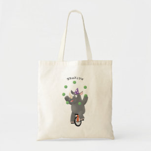 Bolso De Tela Rinocerontes divertidos y lindos en monociclo