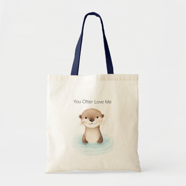 Bolso De Tela Río Azul Nutria Adorable   (Frente)