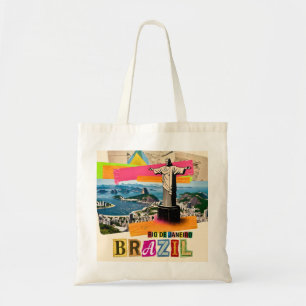 Bolso De Tela Río de Janeiro Brasil Cristo Collage Retro de Viaj